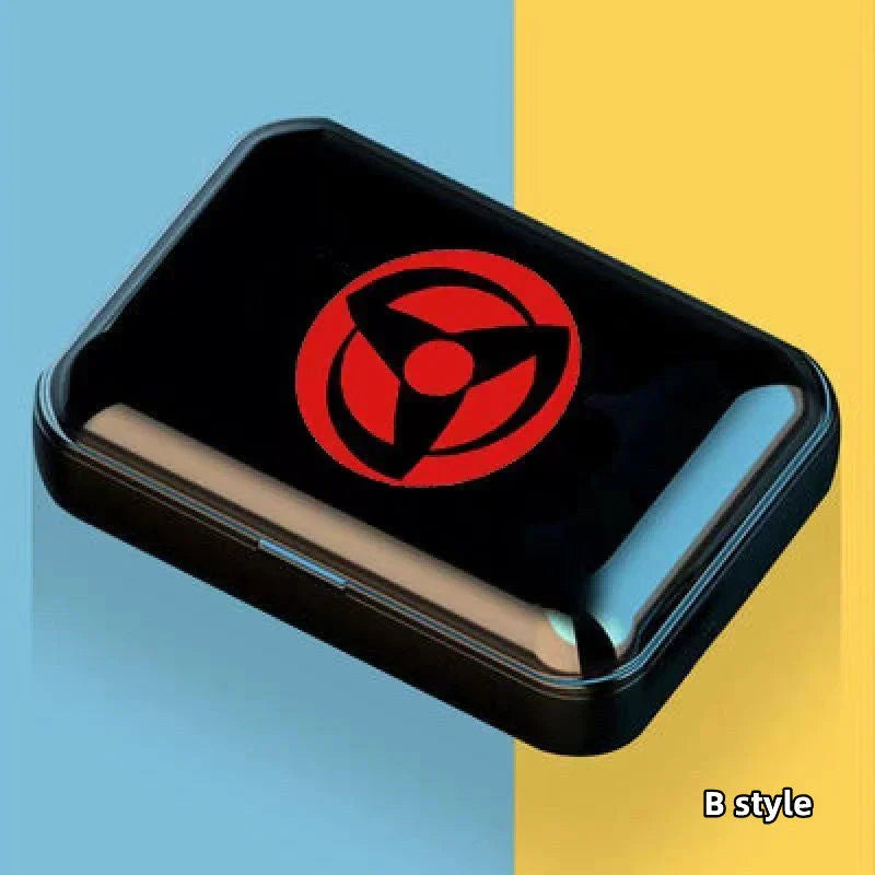 Naruto Anime Wireless Earbuds, Sharingan Akatsuki Logo TWS Bluetooth Earphones with LED Charging Case, Portable Stereo Headphones, Anime Naruto Fan Collectible Gift