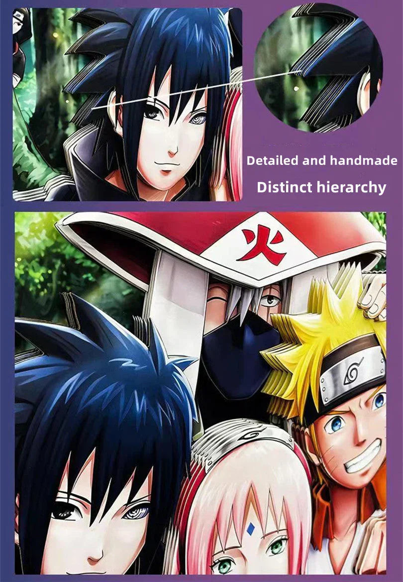 Naruto Team 7 3D Paper Cut Shadow Box Framed Art, Handmade Layered Papercraft Wall Decor, Anime Picture Frame, Fan Collectible Room Decor Gift
