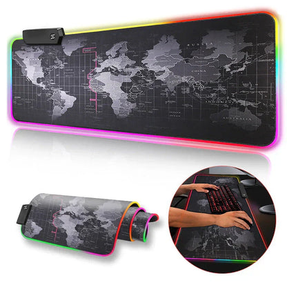 Naruto Anime RGB Large Gaming Mouse Pad, Extended LED Glowing Desk Mat, Non-Slip Rubber Base, Waterproof Big Keyboard Mousepad for PC Gamer, Anime Desk Decor Gift
