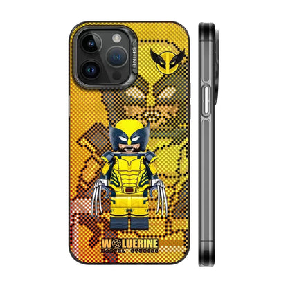 Marvel Deadpool & Wolverine Lego Style Phone Case for iPhone, Marvel Superhero Pixel Brick Figure Protective Cover, Shockproof Anti-Scratch Phone Shell, Cool Comic Character Design, Collectible Phone Case Gift for Marvel Fans