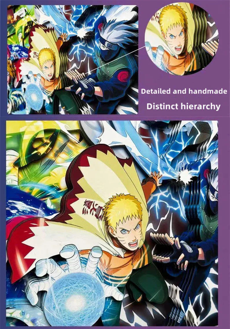 Naruto Seven Hokages 3D Paper Cut Shadow Box Framed Art, Handmade Layered Papercraft Wall Decor, Anime Picture Frame, Fan Collectible Room Decor Gift