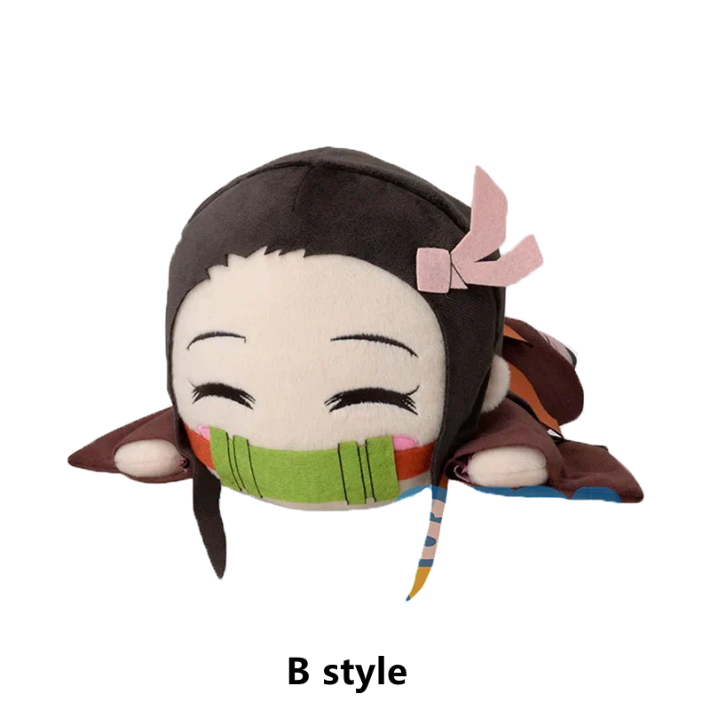 Demon Slayer Kimetsu no Yaiba Lying Plush Doll, Cute Anime Character Stuffed Pillow Plushie, Tanjiro Nezuko Zenitsu Inosuke Giyuu Shinobu Soft Toy, Anime Collectible Plush Gift for Fans