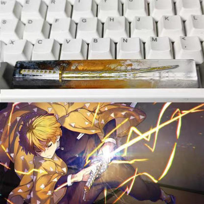 Demon Slayer Nichirin Sword Artisan Keycap, Handmade Resin Spacebar Keycap for Mechanical Keyboard, Anime Demon Slayer Custom Keycap, Unique Keyboard Decor Gift for Gamers Demon Slayer Fans
