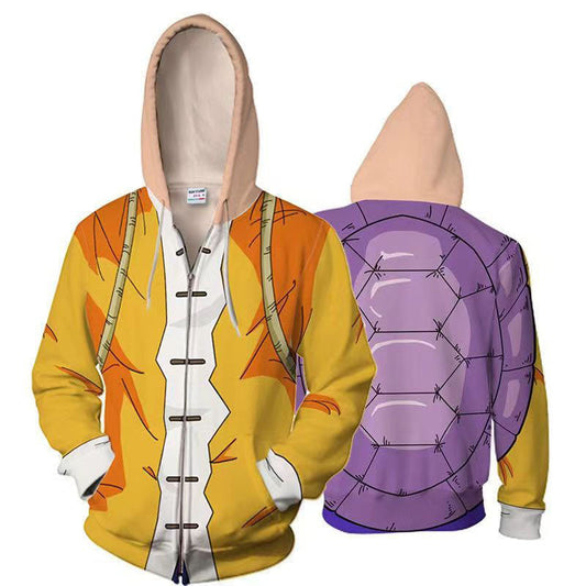 Dragon Ball Z Anime Cosplay Zip Up Hoodie, Multiple Character 3D Printed DBZ Costume Hooded Sweatshirt, Dragon Ball Themed Casual Jacket for Anime Fans