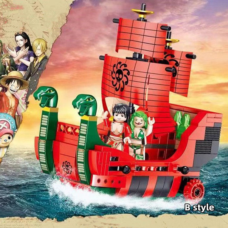 One Piece Thousand Sunny Building Blocks Set, Pirate Ship Model Bricks Kit, Anime Pirate Vessel Assembly Toy, Desktop Display Model, Creative Collectible Gift for Kids & One Piece Fans