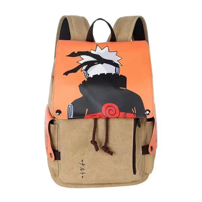 Naruto Anime Backpack, Uzumaki Naruto Seal Canvas Rucksack, Vintage Flap Drawstring School Backpack, Cosplay Laptop Daypack, Anime Shoulder Bag Gift for Naruto Fans