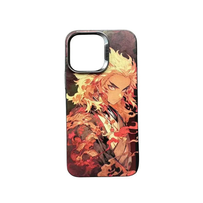 Demon Slayer Anime Phone Case, Rengoku Kyojuro Tanjiro HD Print Shockproof Protective Hard Back Cover, Matte Texture Phone Case for iPhone, Anime Fan Gift
