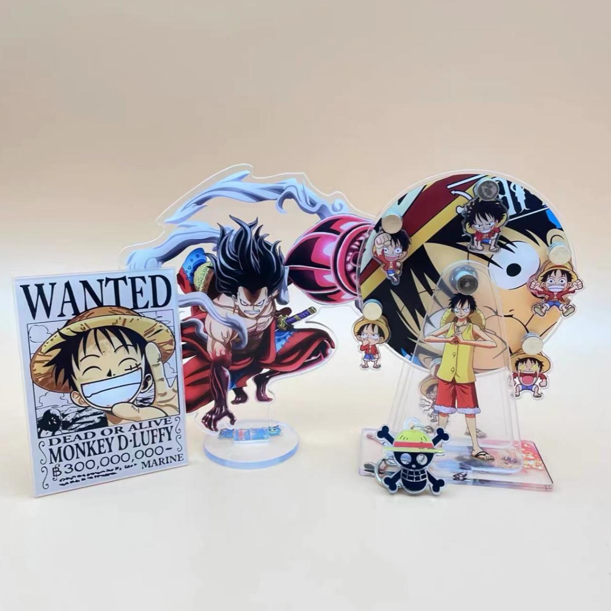 One Piece Anime Acrylic Stand Figure, Luffy Gear 5 Nika Zoro Sanji Ace Sabo Wanted Poster Desktop Standee, Double Layer Character Display Ornament, One Piece Merch Collectible Gift for Anime Fans