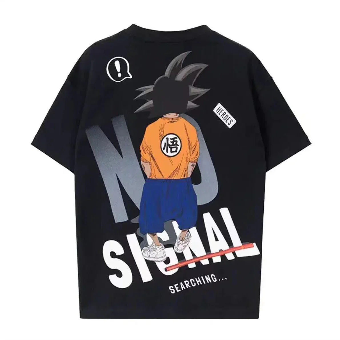 Dragon Ball Goku Graphic T Shirt, No Signal Back Print Anime Short Sleeve Tee, Casual Crew Neck Cotton T-Shirt for Men Women, DBZ Goku Streetwear Top Anime Fan Merchandise
