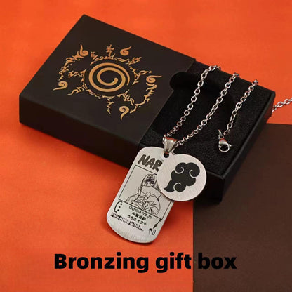Naruto Anime Dog Tag Necklace, Multi Styles Stainless Steel Pendant Necklace, Naruto Symbol Character Engraved Chain Jewelry, Anime Cosplay Accessories, Naruto Merch Gift for Anime Fans
