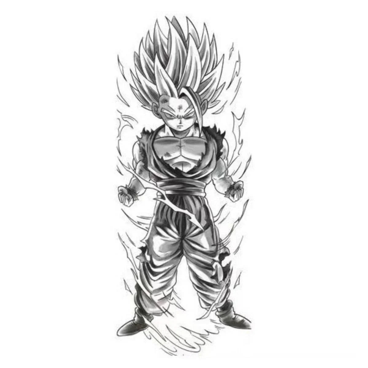 Dragon Ball Z Temporary Tattoo Stickers, DBZ Goku Vegeta Black Sketch Anime Fake Tattoos, Waterproof Long Lasting Body Art Tattoo Decals for Arm Shoulder Cosplay Anime Party Fans