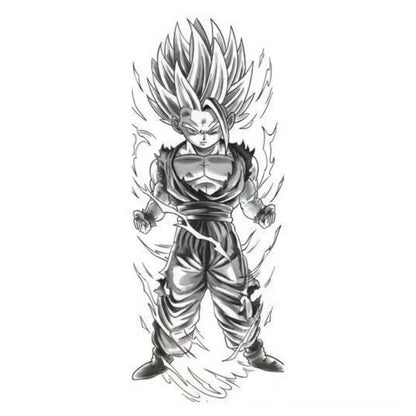 Dragon Ball Z Temporary Tattoo Stickers, DBZ Goku Vegeta Black Sketch Anime Fake Tattoos, Waterproof Long Lasting Body Art Tattoo Decals for Arm Shoulder Cosplay Anime Party Fans