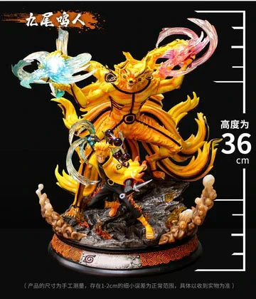 Naruto Uzumaki Six Paths Sage Mode Kurama Figure, Nine Tails Fox Anime GK Statue, LED Light Collectible Figurine, High Detailed Resin Model, Desktop Decoration Gift for Naruto Fans