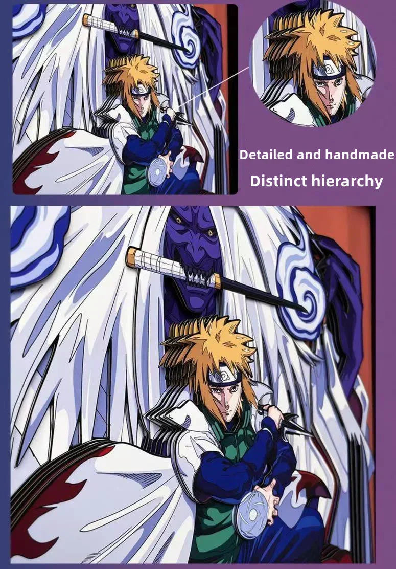 Naruto Namikaze Minato 3D Paper Cut Shadow Box Framed Art, Handmade Layered Papercraft Wall Decor, Anime Picture Frame, Fan Collectible Room Decor Gift