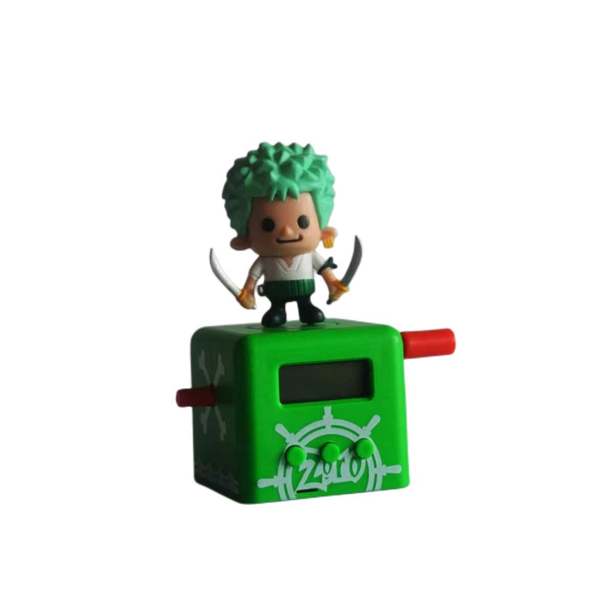 One Piece Anime Hand Crank Music Box, Luffy Zoro Nami Sanji Chopper Mini Figure Square Music Box, Hand Cranked Melody Desktop Ornament Collectible Gift for One Piece Anime Fans