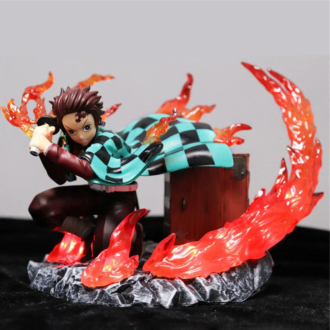 Demon Slayer Kimetsu no Yaiba GK Anime Figure, Tanjiro Rengoku Nezuko Giyu Character Statue with Special Effects Base, PVC Collectible Model Figurine, Anime Desk Decoration Gift for Demon Slayer Fans
