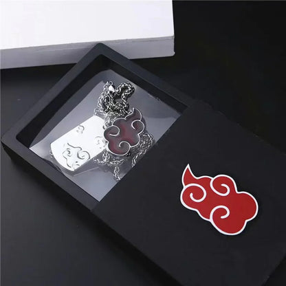 Naruto Akatsuki Red Cloud Keychain, Anime Akatsuki Symbol Metal Key Ring with Gift Box, Cosplay Accessory Pendant Key Chain, Collectible Gift for Naruto Anime Fans