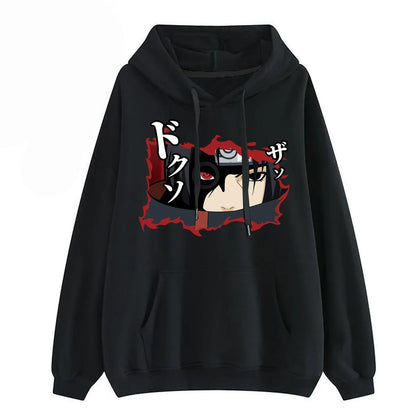 Naruto Anime Graphic Hoodie Unisex, Classic Naruto Character Print Pullover Hooded Sweatshirt, Casual Long Sleeve Hoodie with Kangaroo Pocket, Naruto Fan Streetwear Gift