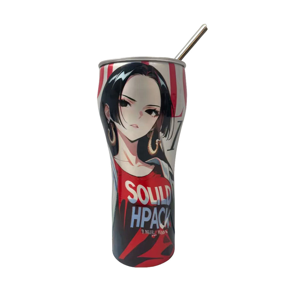 One Piece Anime Tumbler with Straw, Stainless Steel Insulated Travel Cup, Luffy Zoro Nami Wanted Poster Design Coffee Mug, Leak Proof Reusable Water Bottle, One Piece Merch Gift for Anime Fans