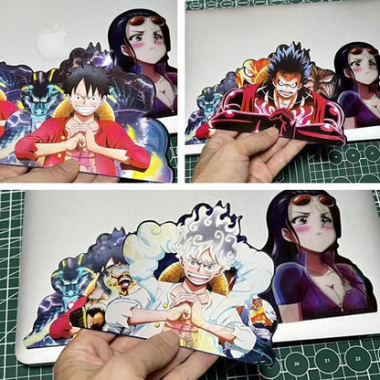 One Piece 3D Motion Stickers, Lenticular Anime Character Decals, Luffy Zoro Nami Changing Image Sticker, Waterproof Peekers Sticker for Car Laptop Water Bottle, One Piece Fans Collectible Decor