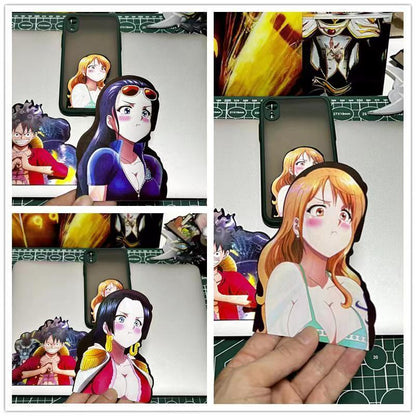 One Piece 3D Motion Stickers, Lenticular Anime Character Decals, Luffy Zoro Nami Changing Image Sticker, Waterproof Peekers Sticker for Car Laptop Water Bottle, One Piece Fans Collectible Decor