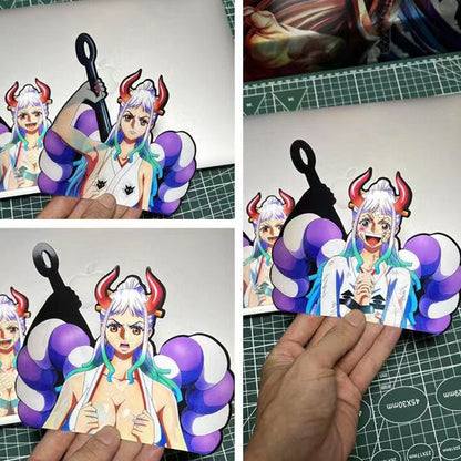 One Piece 3D Motion Stickers, Lenticular Anime Character Decals, Luffy Zoro Nami Changing Image Sticker, Waterproof Peekers Sticker for Car Laptop Water Bottle, One Piece Fans Collectible Decor