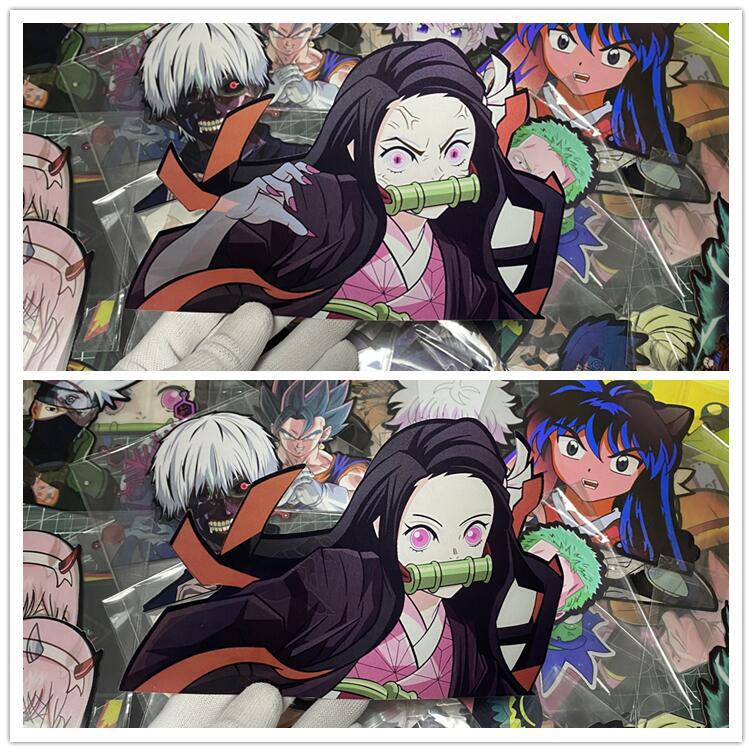 Demon Slayer 3D Lenticular Motion Stickers, Anime Changing Flip Stickers, Nezuko Tanjiro Zenitsu Giyuu Mitsuri Shinobu Waterproof Decals, Holographic Shift Stickers for Laptop Water Bottle Car, Anime Fan Collectible Sticker