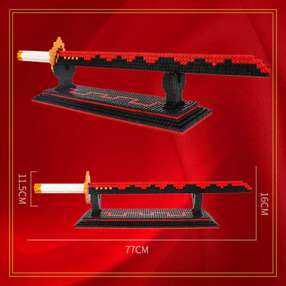 Demon Slayer Nichirin Sword Building Blocks Set, Anime Katana Model Bricks with Display Stand, Tanjiro Rengoku Shinobu Giyuu Sword Building Kit, Collectible Cosplay Prop, Gift for Anime Fans & Block Lovers