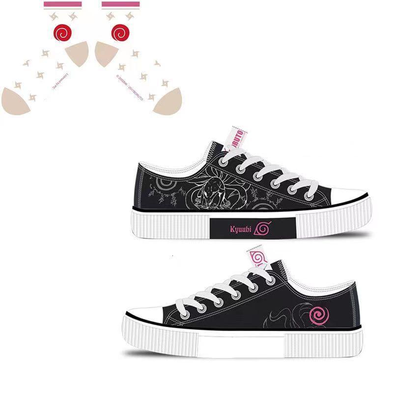 Naruto Boruto Anime Low Top Canvas Sneakers, Konoha Leaf Symbol Printed Casual Shoes, Breathable Lace-up Canvas Footwear, Anime Cosplay Daily Walking Shoes, Anime Fan Gift for Men Women Teens