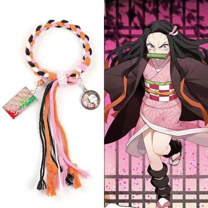 Demon Slayer Anime Braided Rope Bracelet, Kimetsu No Yaiba Character Themed Handmade Wristband, Tanjiro Nezuko Zenitsu Rengoku Cosplay Tassel Bracelets, Anime Jewelry Gift for Demon Slayer Fans
