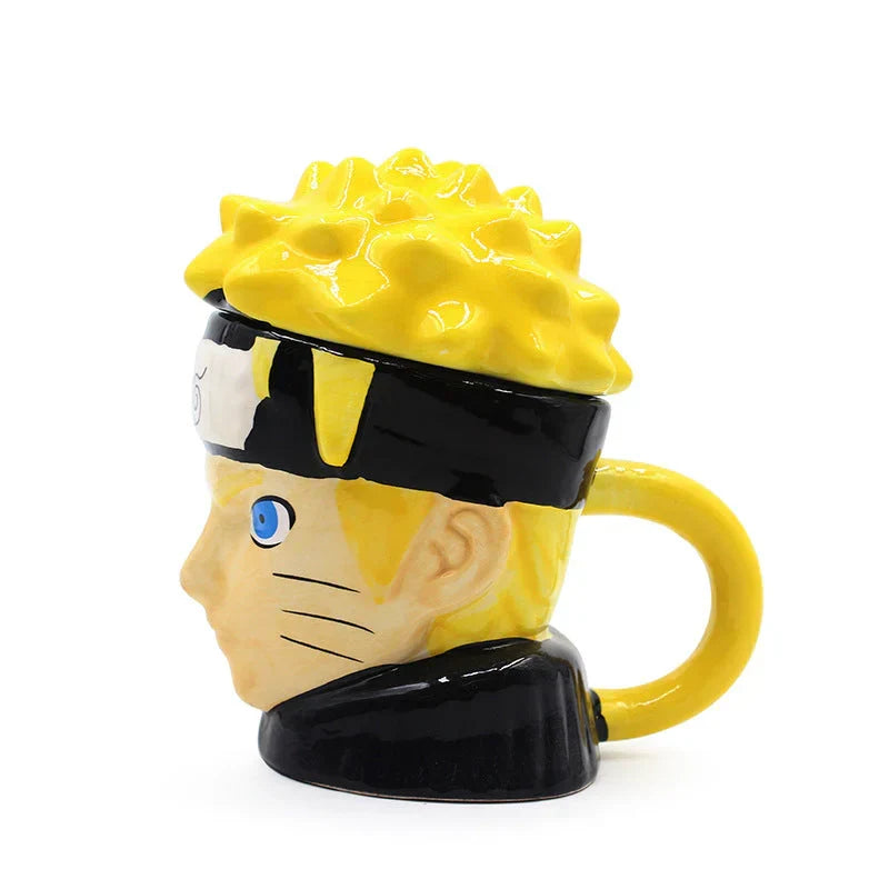 Naruto 3D Sculpted Ceramic Mug, Uzumaki Naruto Character Head Coffee Cup, Anime Naruto Shaped Drinking Mug, Novelty Tea Cup, Collectible Desk Decor Gift for Naruto Fans