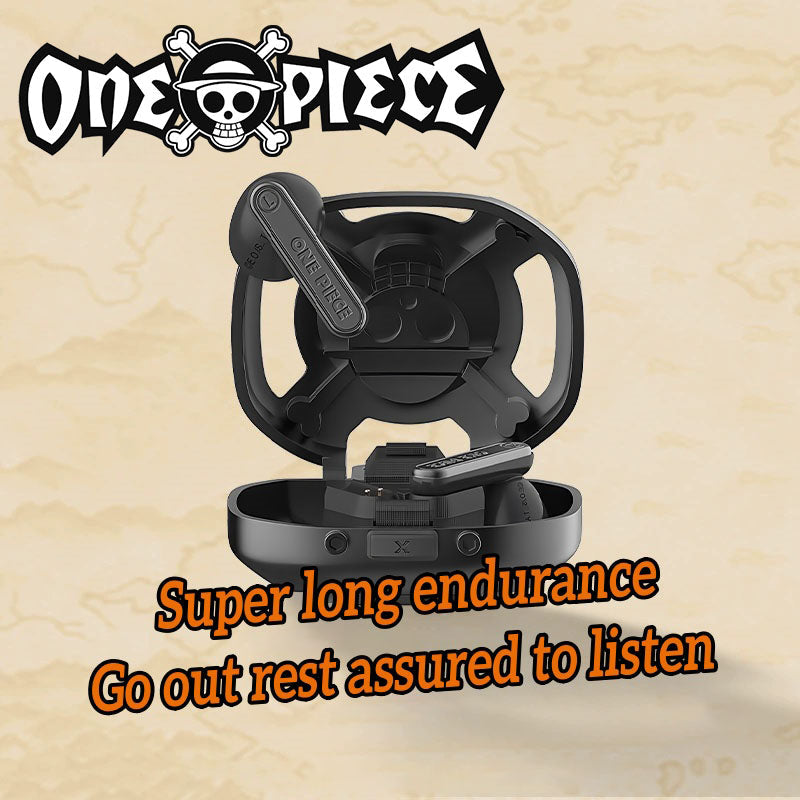One Piece Luffy True Wireless Earbuds, Straw Hat Pirate Skull Flag TWS Bluetooth Earphones, Open Ear Headphones with Unique Charging Case, Anime Collectible Gift for One Piece Fans
