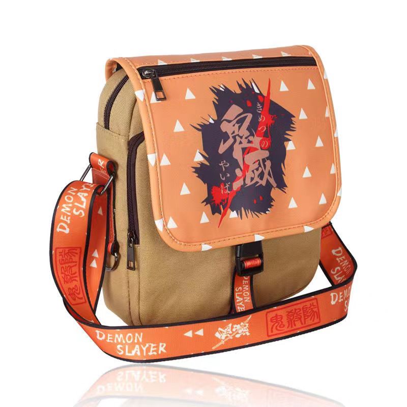 Demon Slayer Anime Crossbody Bag, Tanjiro Nezuko Zenitsu Printed Canvas Messenger Shoulder Bag, Demon Slayer Small Sling Bag, Anime Merch Crossbody Purse Gift for Demon Slayer Fans