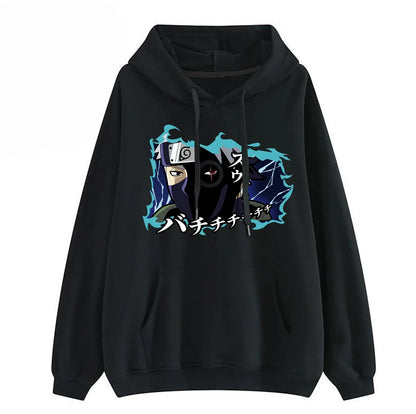 Naruto Anime Graphic Hoodie Unisex, Classic Naruto Character Print Pullover Hooded Sweatshirt, Casual Long Sleeve Hoodie with Kangaroo Pocket, Naruto Fan Streetwear Gift