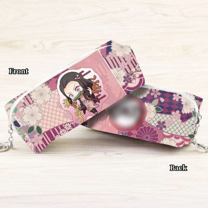 Demon Slayer Anime Pencil Case, Multi Styles Tanjiro Nezuko Zenitsu Rengoku Printed Pen Bag, Large Capacity Zipper Stationery Pouch, Demon Slayer Merch Makeup Bag Gift for Students Anime Fans