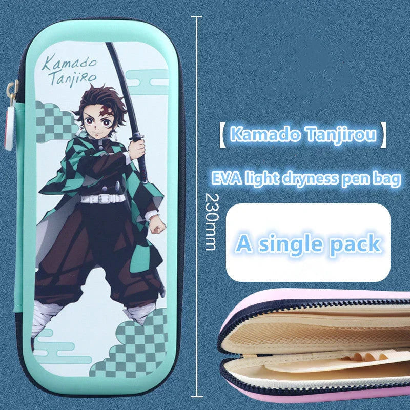 Demon Slayer Kimetsu no Yaiba Pencil Case, Hard Shell EVA Anime Pencil Box, Large Capacity Stationery Storage Bag, Tanjiro Nezuko Zenitsu Inosuke Pen Pouch, School Supplies for Students, Anime Merch Gift