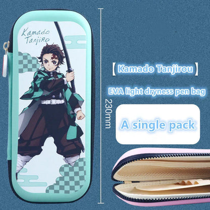 Demon Slayer Kimetsu no Yaiba Pencil Case, Hard Shell EVA Anime Pencil Box, Large Capacity Stationery Storage Bag, Tanjiro Nezuko Zenitsu Inosuke Pen Pouch, School Supplies for Students, Anime Merch Gift