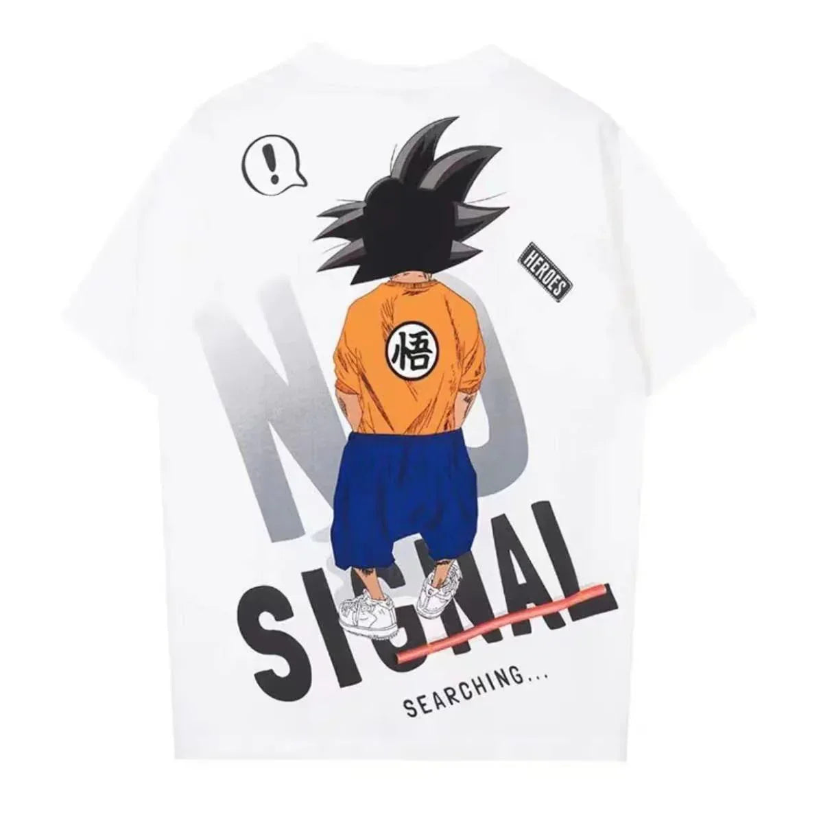 Dragon Ball Goku Graphic T Shirt, No Signal Back Print Anime Short Sleeve Tee, Casual Crew Neck Cotton T-Shirt for Men Women, DBZ Goku Streetwear Top Anime Fan Merchandise