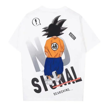 Dragon Ball Goku Graphic T Shirt, No Signal Back Print Anime Short Sleeve Tee, Casual Crew Neck Cotton T-Shirt for Men Women, DBZ Goku Streetwear Top Anime Fan Merchandise