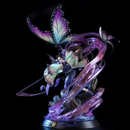 Demon Slayer Shinobu Kocho Figure, Hashira Shinobu Butterfly Resin Statue, Anime GK Bust Figurine with Butterfly Effect Base, Collectible Desktop Ornament Model Gift for Demon Slayer Fans