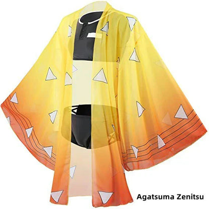 Demon Slayer Anime Haori Cover Up for Women, 7 Styles Cosplay Sheer Kimono Cardigan, Beach Swimsuit Cover Up, Lightweight Chiffon Anime Shawl for Demon Slayer Fans