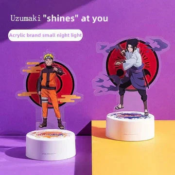 Naruto Anime Acrylic 3D Night Light, Uzumaki Naruto & Uchiha Sasuke Figure LED Table Lamp, Anime Character Stand Light, USB Powered Bedroom Decor Lamp, Collectible Gift for Naruto Fans