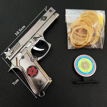 Naruto Anime Mini Rubber Band Gun Keychain, Metal Foldable Model Key Ring, Anime Collectible Ornament, Comes with Rubber Bands & Paper Target, Pocket Size Desk Display Decor Gift for Naruto Fans