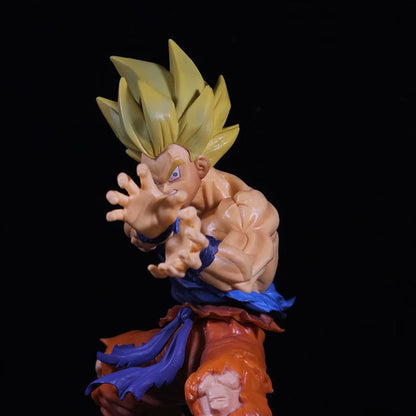Dragon Ball Z Super Saiyan Goku Figure, LED Light Kamehameha Goku Statue, Anime Character Collectible Figurine with Aura Effect, Desktop Display Model Toy, Gift for Dragon Ball Fans