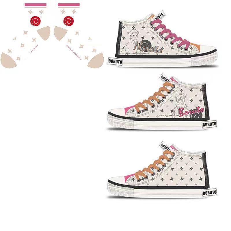 Boruto Naruto Next Generations Anime High Top Canvas Sneakers, Character Print Lace-up Casual Shoes, Breathable Memory Foam Footwear, Anime Cosplay Daily Walking Shoes, Fan Gift for Men Women Teens