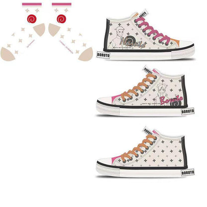 Boruto Naruto Next Generations Anime High Top Canvas Sneakers, Character Print Lace-up Casual Shoes, Breathable Memory Foam Footwear, Anime Cosplay Daily Walking Shoes, Fan Gift for Men Women Teens