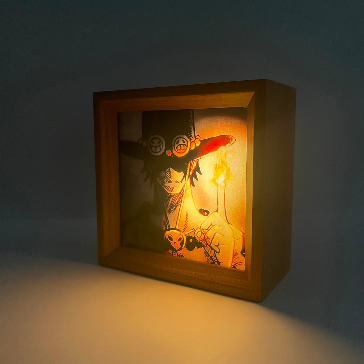 One Piece Anime Light Painting Frame Night Light, Luffy Ace Zoro Wooden Photo Frame Lamp, LED Decor Table Lamp Wall Art Decor, Anime Room Decor Merch Gift for One Piece Fans