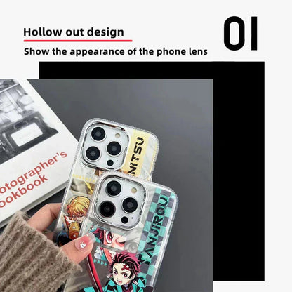 Demon Slayer Anime Poster Style Phone Case for iPhone, Tanjiro Zenitsu Vibrant Character Art Clear Transparent Shockproof Slim TPU Protective Phone Cover, Kimetsu no Yaiba Anime Phone Shell, Demon Slayer Fan Merch Gift