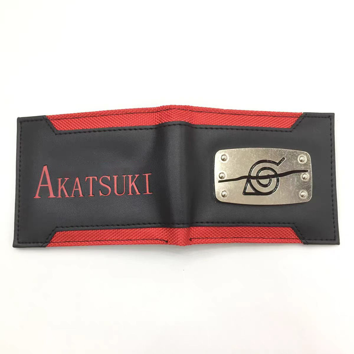 Naruto Anime Bifold Wallet, Akatsuki Red Cloud Leaf Village Symbol PU Leather Short Purse, Card Holder Cash Pocket Coin Pocket, Naruto Cosplay Anime Merch Wallet Gift for Naruto Fans