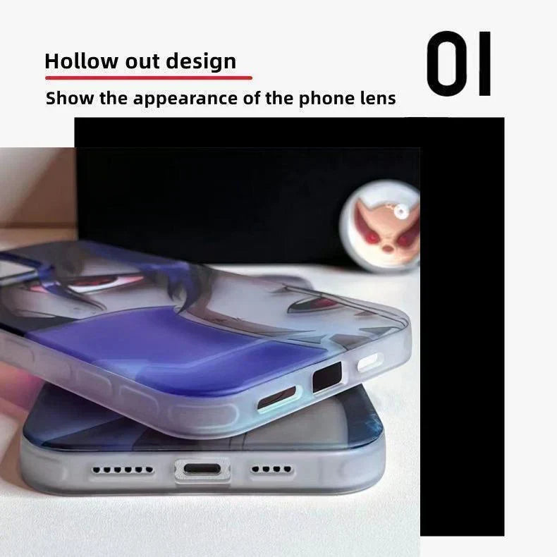 Naruto Anime Holographic Print Phone Case for iPhone, Uchiha Sasuke Hatake Kakashi Color Shifting Manga Character Cover, Slim Shockproof Anti-Scratch Soft Protective Phone Shell, Anime Naruto Fan Birthday Gift